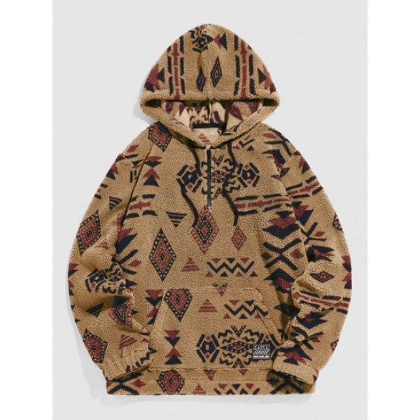 Quarter Zip Pocket Ethnic Aztec Tribal P...