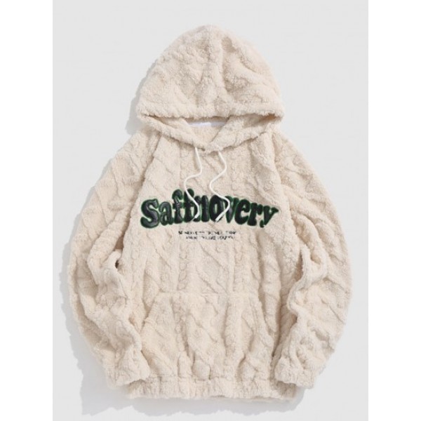 Letter Embroider Fluffy Flannel Drawstri...
