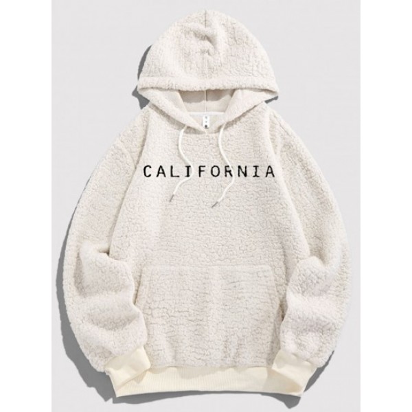 Letter Embroidered Faux Shearling Fleece...