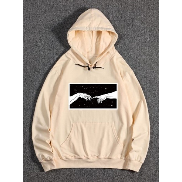 Galaxy Hands Print Front Pocket Fleece Hoodie