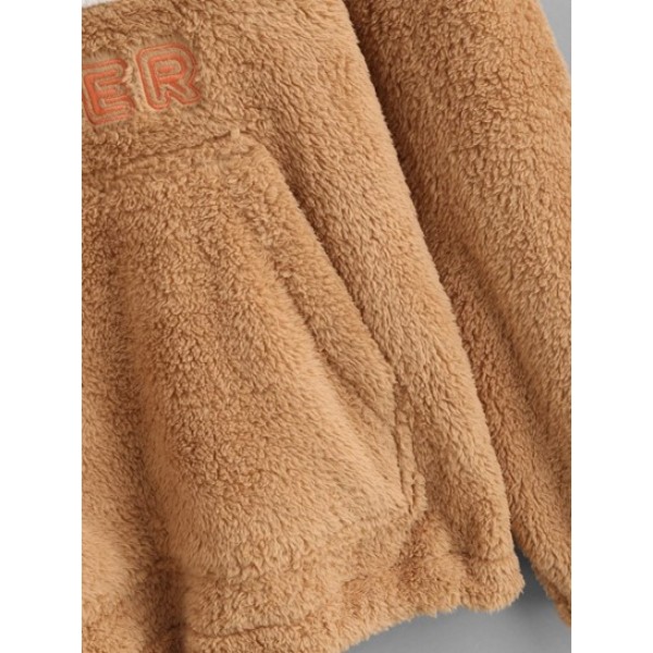 Fluffy Colorblock Two Tone Dreamer Drop Shoulder Quarter Zip Sweatshirt